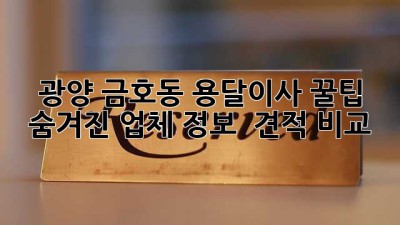 광양 금호동 용달이사 꿀팁🍯: 숨겨진 업체 정보 & 견적 비교!
